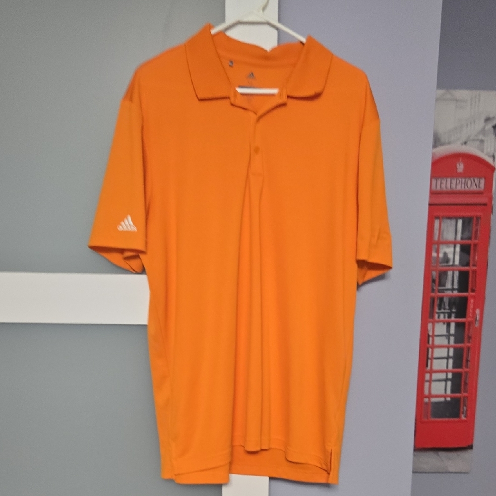 Attention Golfers Adidas Orange Polo Shirt Vibrant Casual Athletic